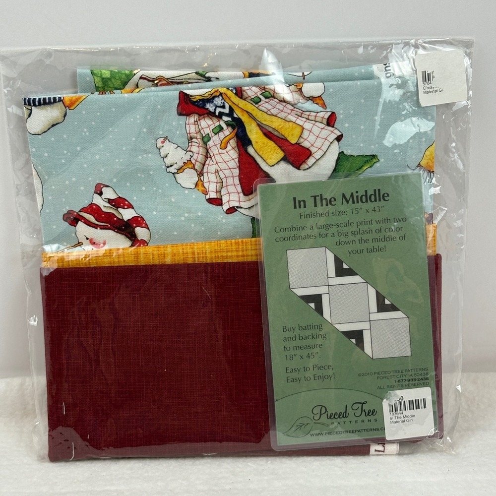 Pieced Tree Patterns In The Middle Snowman Table Runner Fabric Kit 15x43